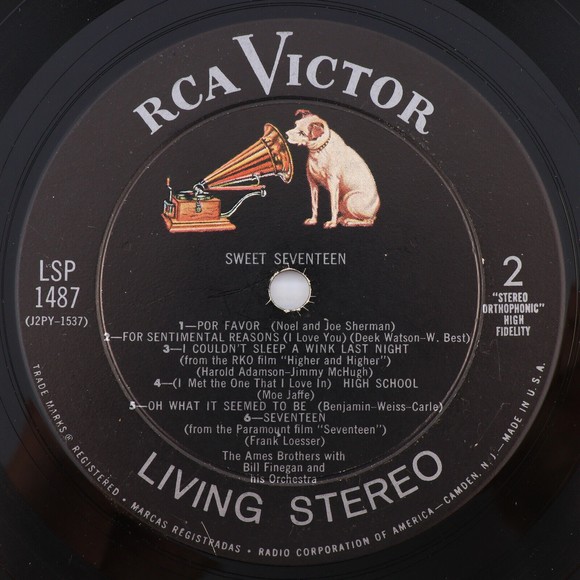 Ames Brothers w/ Bill Finegan Sweet Seventeen 1958 Stereo 12" LP Record LSP-1487 - Picture 13 of 16